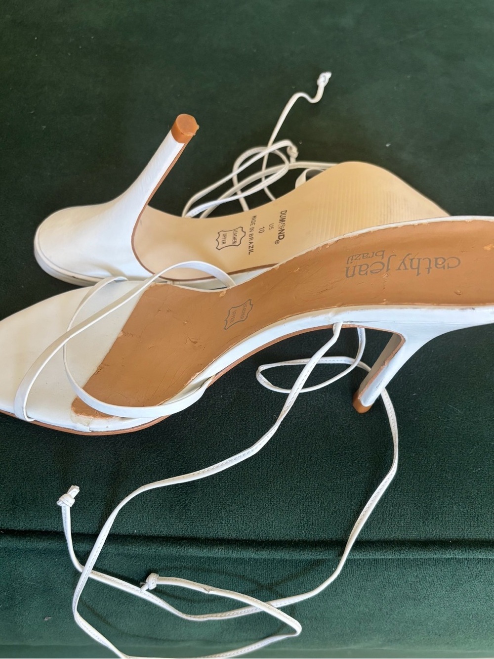 Cathy Jean White Lace-Up Stiletto Heels